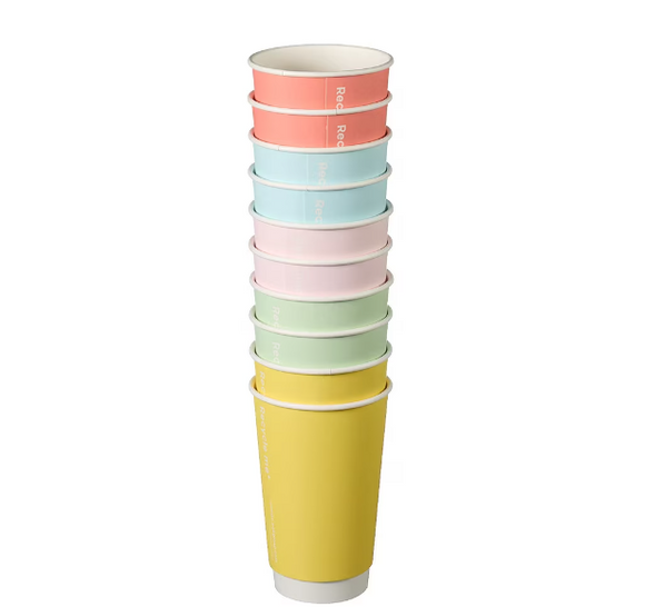 16oz Confetti Mixed Colour Double Wall Hot Cup (x500)