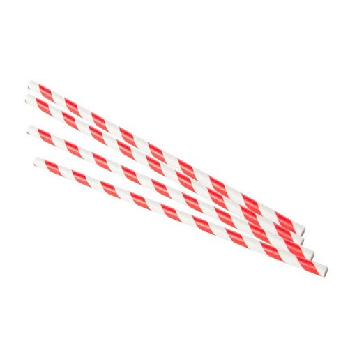 Straws - Red & White Paper 6mm (1x250)