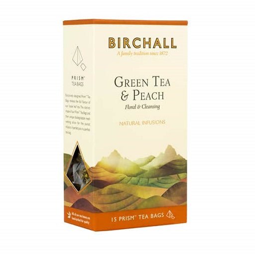 Birchall Green Tea & Peach - Prism Bags (1x15)
